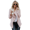 Women Faux Fur Fleece Coat Fluffy Solid Open Front Waterfall Drape Long Sleeve Casual Warm Outerwear Jacket