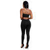 Sexy Women Two-piece Set Strapless Crop Top Bandage Bodycon Long Pants Solid Slim Party Club Suits