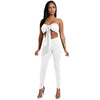 Sexy Women Two-piece Set Strapless Crop Top Bandage Bodycon Long Pants Solid Slim Party Club Suits