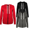 Fashion Women Hoodies Sweatshirt Coat Solid Long Sleeve Pocket Zip UP Hooded Outerwear Jacket Black/Red/Dark Grey