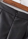 Fashion Women PU Leather Skirts Houndstooth Side Fleece Sheath Pencil Skirt