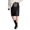 Fashion Women PU Leather Skirts Houndstooth Side Fleece Sheath Pencil Skirt