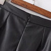 Fashion Women PU Leather Skirts Houndstooth Side Fleece Sheath Pencil Skirt