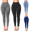 Women Skinny Jeans Denim High Waist Elastic Washed Ruched Skinny Pencil Trousers Tights Leggings