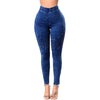 Women Skinny Jeans Denim High Waist Elastic Washed Ruched Skinny Pencil Trousers Tights Leggings