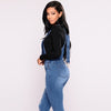 Fashion Women Denim Overalls Ripped Stretch Dungarees High Waist Long Jeans Pencil Pants Rompers Jumpsuit Blue