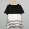 Fashion Women Color Block Striped T-Shirt Short Sleeve Casual Slim Knitted Tee Tunics Blouse Tops Black