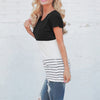 Fashion Women Color Block Striped T-Shirt Short Sleeve Casual Slim Knitted Tee Tunics Blouse Tops Black