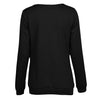 New Fashion Women T-shirt Drape V Neck T-Shirt 10 Buttons Decoration Long Sleeve Tee Tops Pullover