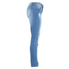 Women Ripped Jeans Denim Destroyed Frayed Hole Washed Zipper Skinny Pants Pencil Trousers Tights Blue