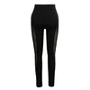 New Women Sport Yoga Leggings Sheer Mesh Splice Stretch Fitness Gym Running Bodycon Pants Black