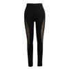 New Women Sport Yoga Leggings Sheer Mesh Splice Stretch Fitness Gym Running Bodycon Pants Black