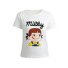 New Fashion Women T-shirt Top Letter Cartoon Print O-Neck Short Sleeves Pullover Casual Blouse White