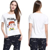 New Fashion Women T-shirt Top Letter Cartoon Print O-Neck Short Sleeves Pullover Casual Blouse White