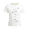 New Summer Women T-Shirt Floral Letter Print O-Neck Short Sleeve Casual Tee Tops White