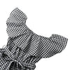 Women Jumpsuit Off Shoulder Plaid Ruffle Coveralls Romper Playsuit Beachwear With Belt Black