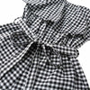 Women Jumpsuit Off Shoulder Plaid Ruffle Coveralls Romper Playsuit Beachwear With Belt Black