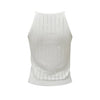 Women Slim Knitted Camisole Top Hollow Out Tank Sleeveless Basic Solid Stretchy Vest Black/White