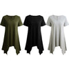 Sexy Women Asymmetric T-Shirt Criss Cross V Neck Short Sleeve Blouse Solid Loose Casual Tunic Top Black/Grey/Army Green