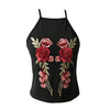 Women Camisole Top Floral Embroidery Sleeveless Adjustable Spaghetti Strap Sexy Tee Tank Top