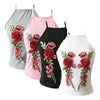 Women Camisole Top Floral Embroidery Sleeveless Adjustable Spaghetti Strap Sexy Tee Tank Top