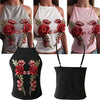 Women Camisole Top Floral Embroidery Sleeveless Adjustable Spaghetti Strap Sexy Tee Tank Top