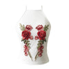 Women Camisole Top Floral Embroidery Sleeveless Adjustable Spaghetti Strap Sexy Tee Tank Top