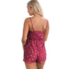 Sexy Women Jumpsuit Knot Hollow Out Floral Print Back Casual Summer Short Rompers Playsuit Red