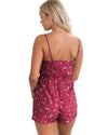 Sexy Women Jumpsuit Knot Hollow Out Floral Print Back Casual Summer Short Rompers Playsuit Red