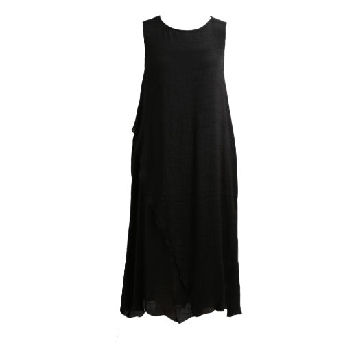 Women Summer Dress Sleeveless O Neck Long Maxi Linen Dresses Loose Plus Size Dress