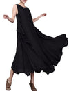 Women Summer Dress Sleeveless O Neck Long Maxi Linen Dresses Loose Plus Size Dress