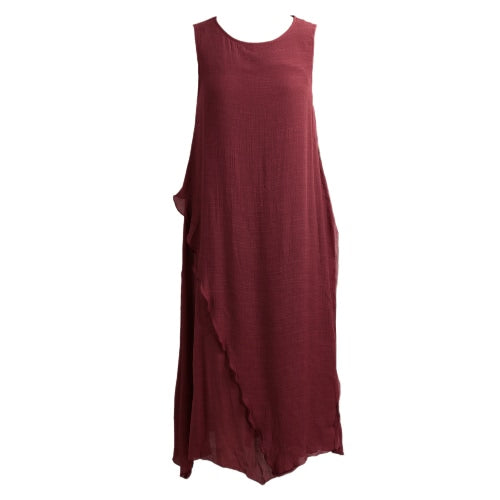 Women Summer Dress Sleeveless O Neck Long Maxi Linen Dresses Loose Plus Size Dress