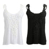 New Women Elastic Tank Tops O-Neck Lace Crochet Vest Slim Bodycon Sexy Summer Camis White/Black