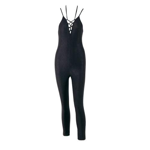 Sexy Women Jumpsuit Lace Up Bodysuit Strap V-Neck Backless Bodycon Playsuit Rompers Overalls