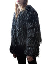 Women Winter Faux Fur Coat Long Sleeve Fluffy Outerwear Ladies Short Jacket Hairy Warm Overcoat Black/Blue