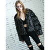 Women Winter Faux Fur Coat Long Sleeve Fluffy Outerwear Ladies Short Jacket Hairy Warm Overcoat Black/Blue