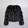 Women Winter Faux Fur Coat Long Sleeve Fluffy Outerwear Ladies Short Jacket Hairy Warm Overcoat Black/Blue