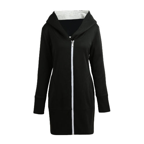 New Autumn Winter Women Hoodies Coat Warm Fleece Coat Zip Up Outerwear Hooded Sweatshirts Casual Long Jacket Plus Size