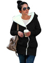 New Autumn Winter Women Hoodies Coat Warm Fleece Coat Zip Up Outerwear Hooded Sweatshirts Casual Long Jacket Plus Size