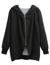 Women Autumn Winter Hoodies Zip Up Long Sleeve Plus Size Loose Jacket Hooded Coat Cardigan Parka Black/Army Green