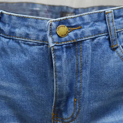 New Vintage Women Mid Waist Denim Mom Jeans Asymmetric Cuffs Washed Straight Boyfriend Jeans Blue