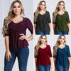 Women T-Shirt Ruched Tunic Sexy Top V-Neck Half Sleeves Autumn Top Solid Slim Casual Tee