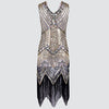 Women Dress Sequined Beading Tassel Fringe V Neck Sleeveless Bodycon Party Clubwear One-Piece