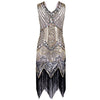 Women Dress Sequined Beading Tassel Fringe V Neck Sleeveless Bodycon Party Clubwear One-Piece