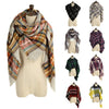 New Fashion Women Pashmina Scarf Plaid Print Tassel Long Shawl Vintage Warm Cape