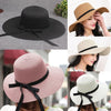 New Elegant Women Straw Sun Hat Bowknot Wide Large Brim Foldable Casual Summer Holiday Cap