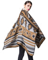 Women Poncho Scarf Cardigan Sweater Geometrical Print Warm