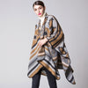 Women Poncho Scarf Cardigan Sweater Geometrical Print Warm