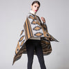 Women Poncho Scarf Cardigan Sweater Geometrical Print Warm