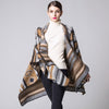 Women Poncho Scarf Cardigan Sweater Geometrical Print Warm